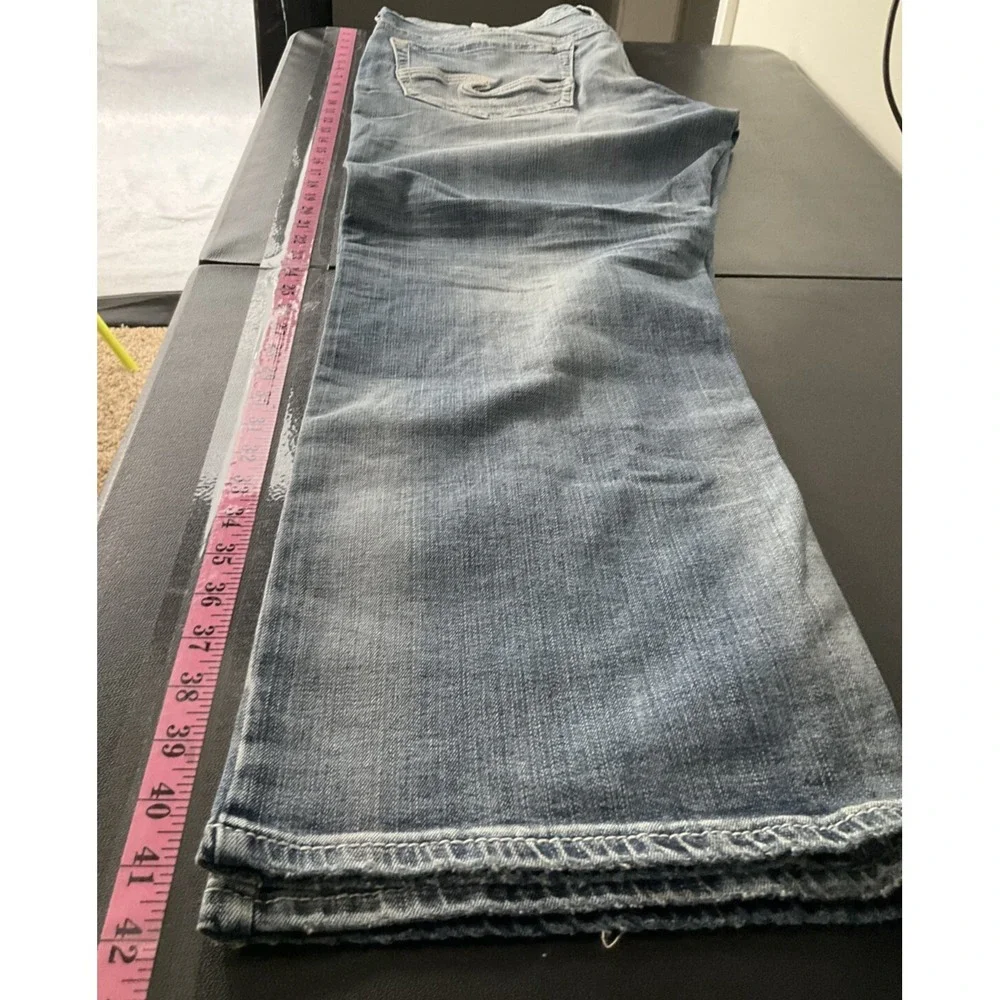 Silver‎ Jeans Co Mens 40x29 Blue Gordie Straight Stretch Y2K Distressed Western